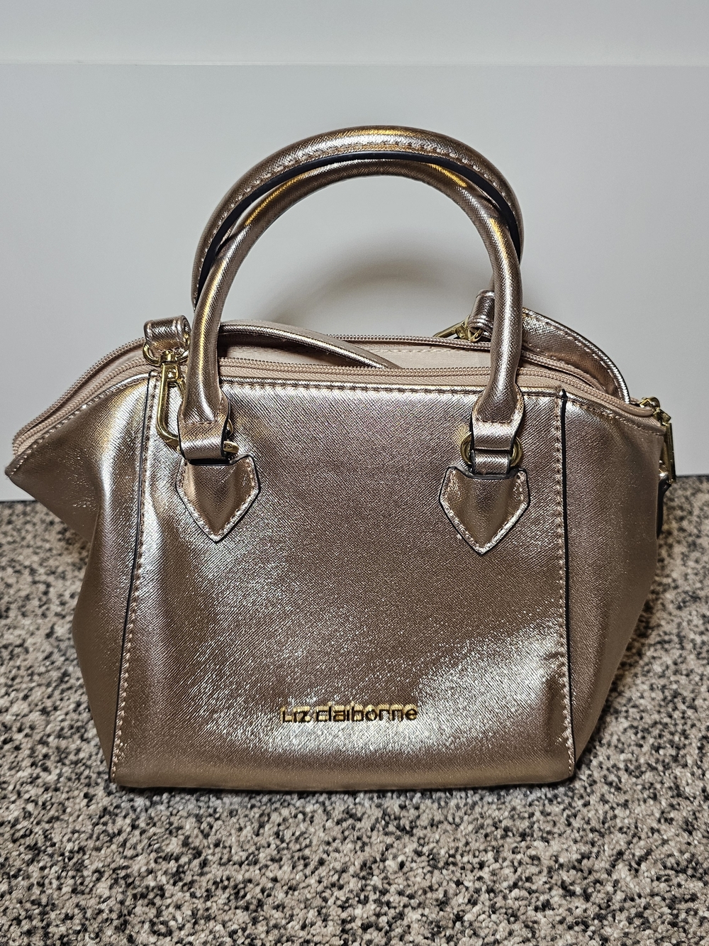 Liz Claiborne Metallic Bronze Satchel Handbag